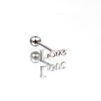 "LOVE" Text Stainless Steel Tongue Stud - "LOVE" Text Stainless Steel Tongue Stud - 1.2mm/16G / 12mm by CRUXJEWELRY
