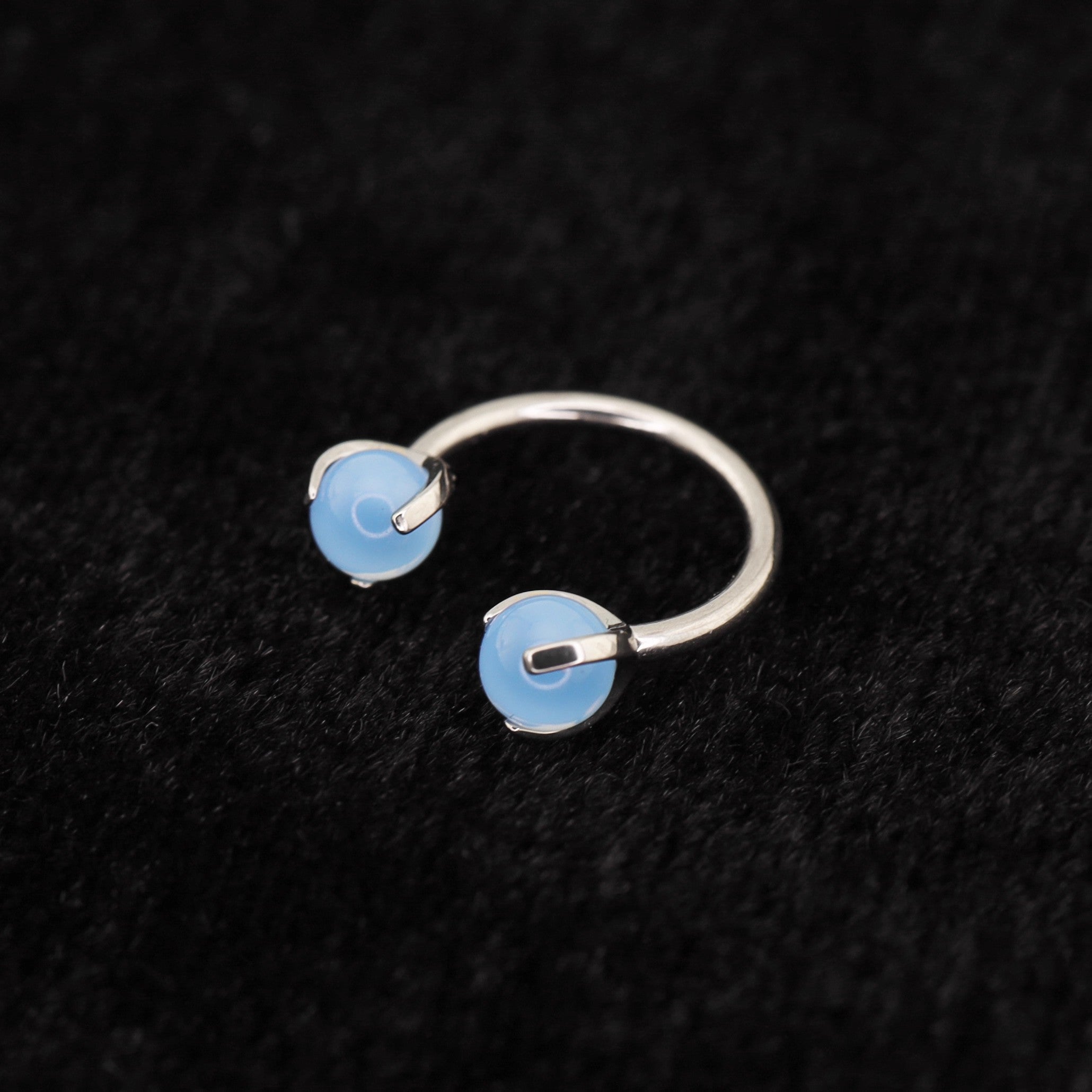 16G Pastel CZ Titanium Horseshoe Ring - 16G Pastel CZ Titanium Horseshoe Ring - Blue / 8mm by CRUXJEWELRY