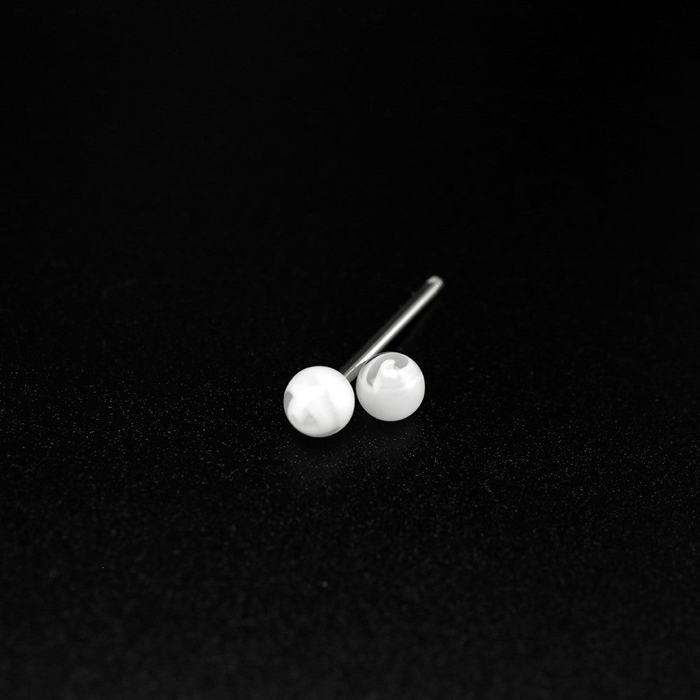 White Acrylic stainless steel Tongue studs - White Acrylic stainless steel Tongue studs - 8mm by CRUXJEWELRY
