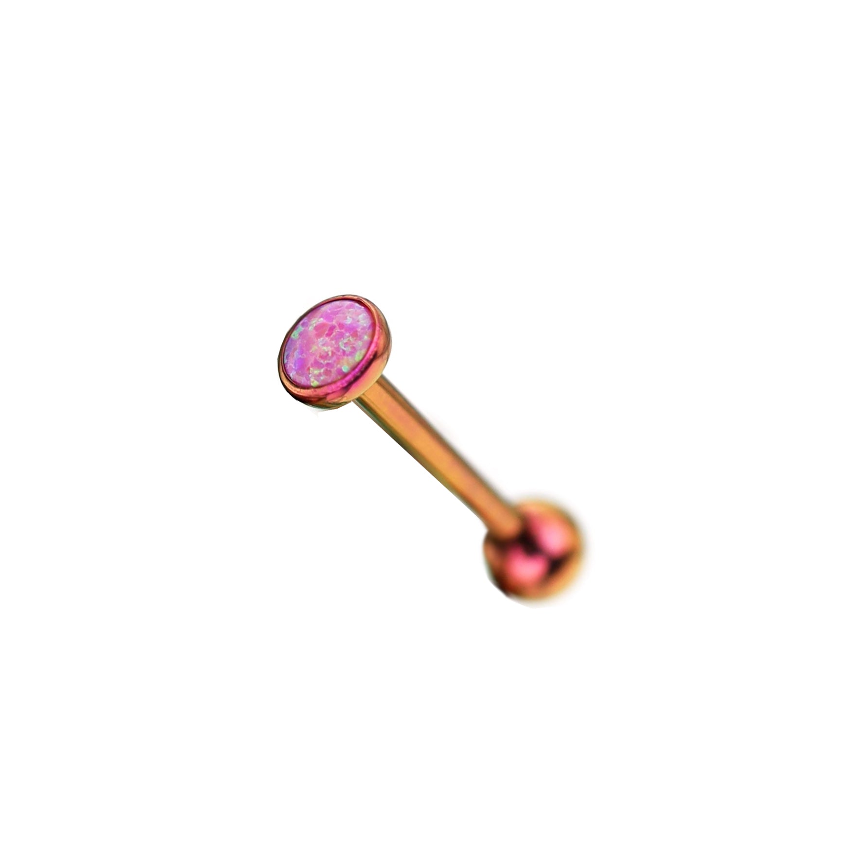 Flat Opal Titanium Internally Threaded Tongue Stud - Flat Opal Titanium Internally Threaded Tongue Stud - pink-1 / 12mm by CRUXJEWELRY