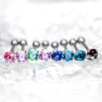 Gradient Tourmaline CZ Titanium tongue stud - Gradient Tourmaline CZ Titanium tongue stud - Deep Blue / 12mm by CRUXJEWELRY