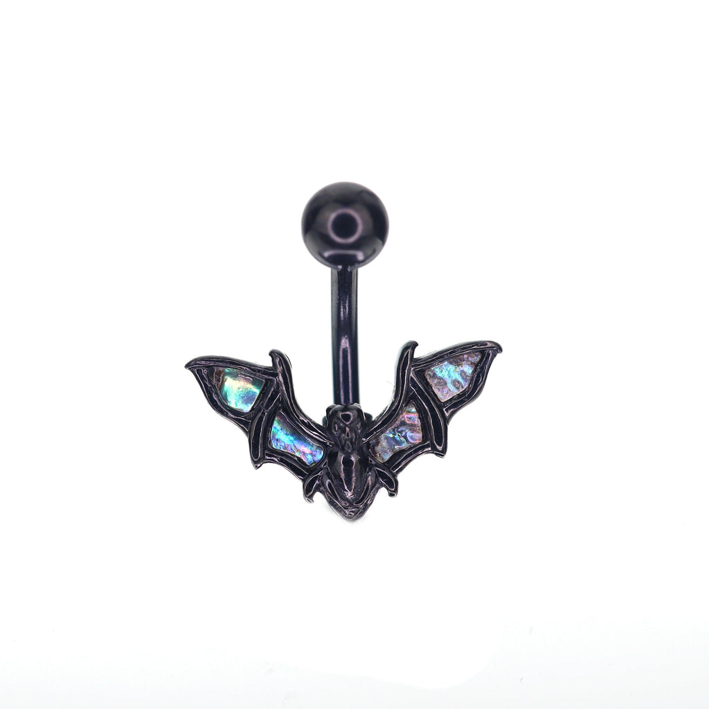 Black Bat Wings Stainless Steel Belly Rings - Black Bat Wings Stainless Steel Belly Rings - 6mm by CRUXJEWELRY
