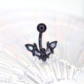 Black Bat Wings Stainless Steel Belly Rings - Black Bat Wings Stainless Steel Belly Rings - 6mm by CRUXJEWELRY