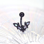 Black Bat Wings Stainless Steel Belly Rings - Black Bat Wings Stainless Steel Belly Rings - 6mm by CRUXJEWELRY
