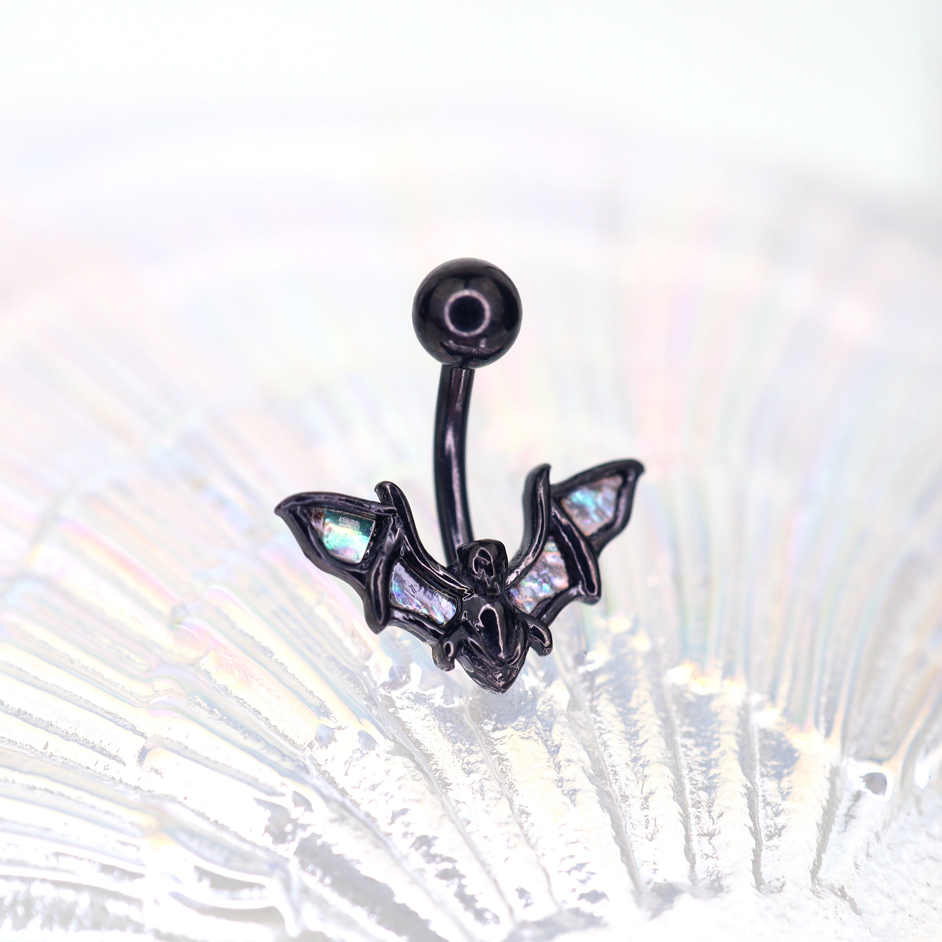 Black Bat Wings Stainless Steel Belly Rings - Black Bat Wings Stainless Steel Belly Rings - 6mm by CRUXJEWELRY