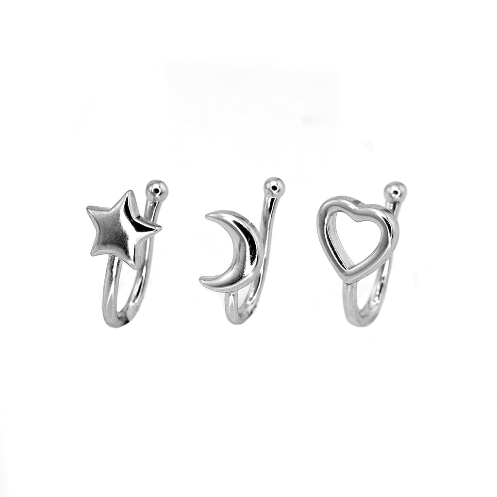 pentacle-Moon-Star fake nose stud - pentacle-Moon-Star fake nose stud - Heart by CRUXJEWELRY
