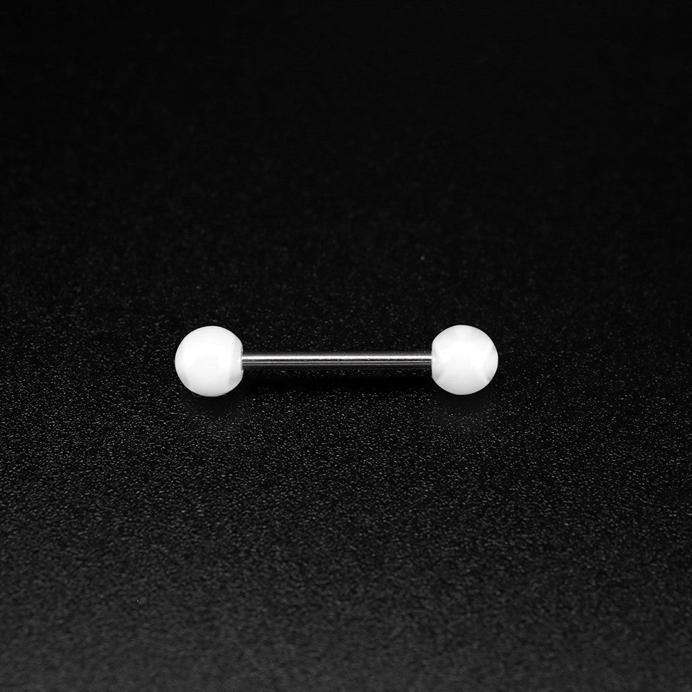 White Acrylic stainless steel Tongue studs - White Acrylic stainless steel Tongue studs - 8mm by CRUXJEWELRY