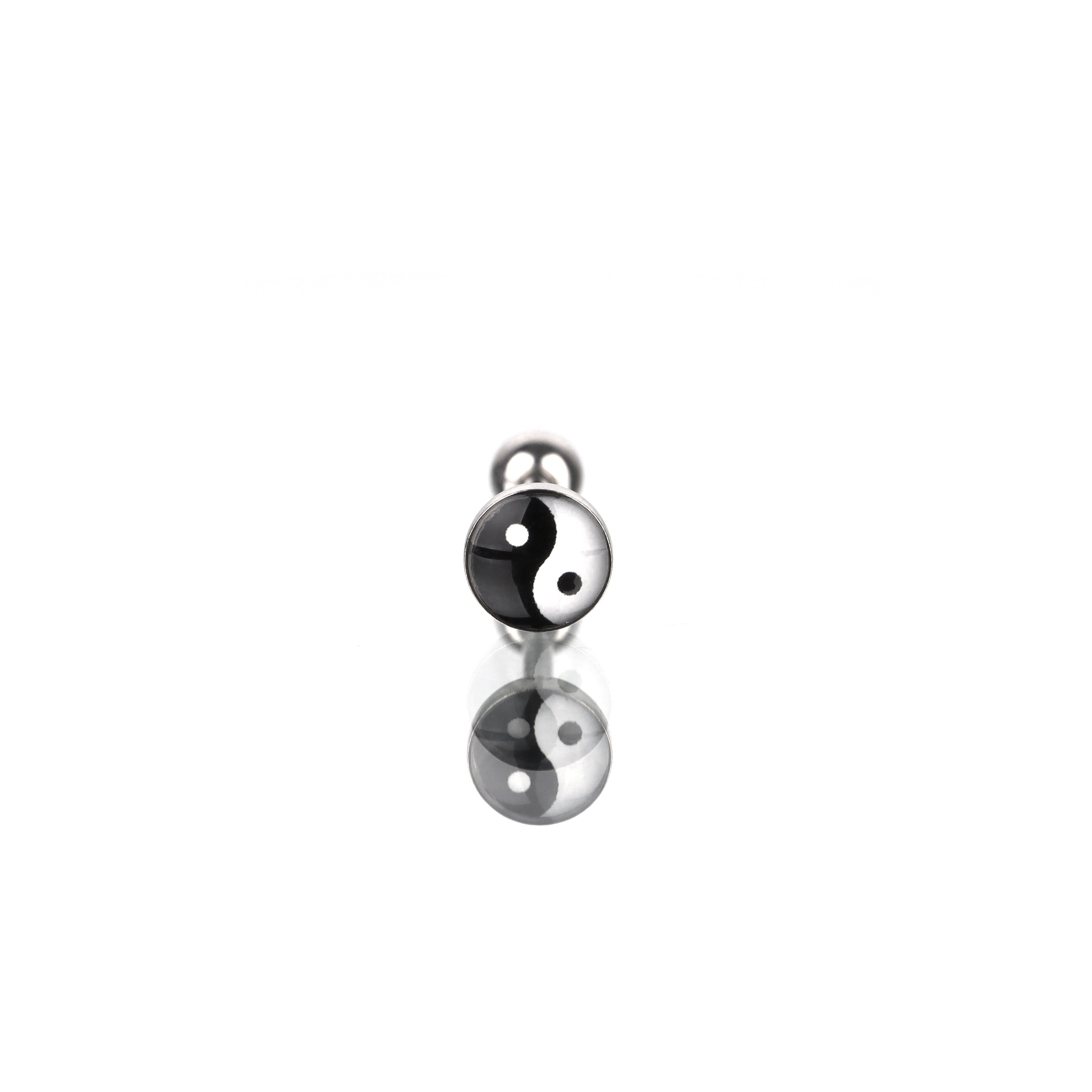 Resin Yin Yang Symbol Tongue Stud - Resin Yin Yang Symbol Tongue Stud - 1.2mm/16G / 10mm by CRUXJEWELRY