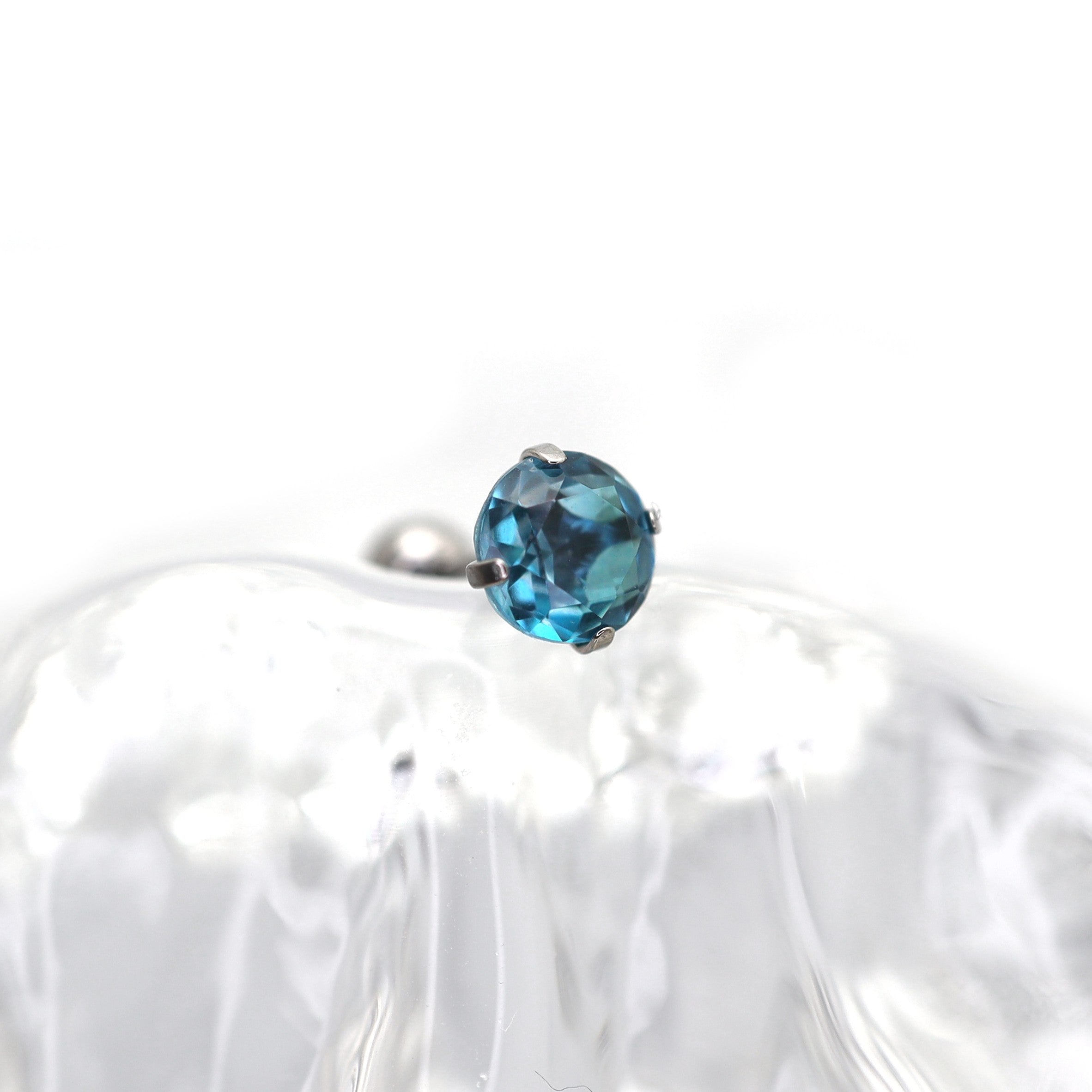 Gradient Tourmaline CZ Titanium tongue stud - Gradient Tourmaline CZ Titanium tongue stud - Deep Blue / 12mm by CRUXJEWELRY