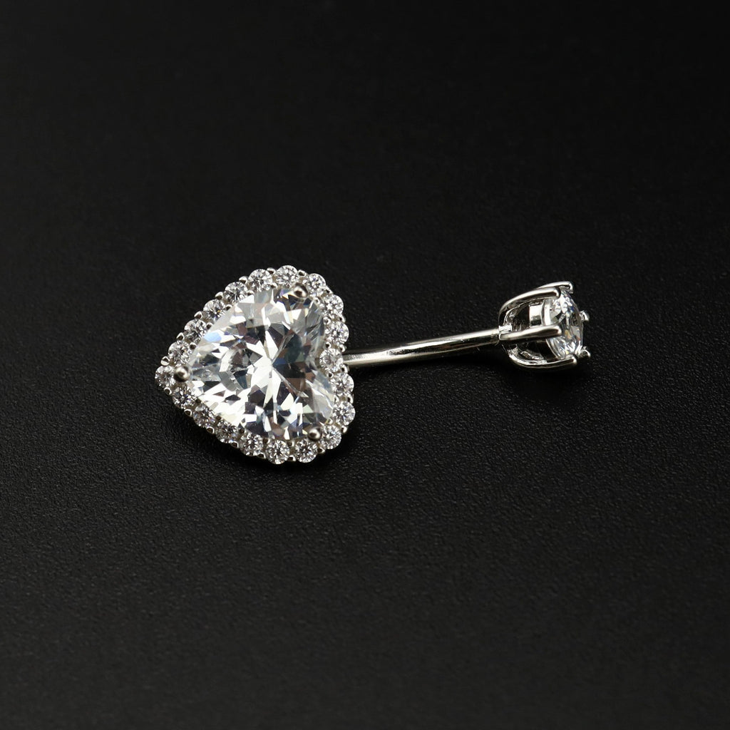 Heart-shaped CZ S925 Sterling Silver Belly Ring - Heart-shaped CZ S925 Sterling Silver Belly Ring - 6mm by CRUXJEWELRY