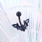 Black Bat Wings Stainless Steel Belly Rings - Black Bat Wings Stainless Steel Belly Rings - 6mm by CRUXJEWELRY
