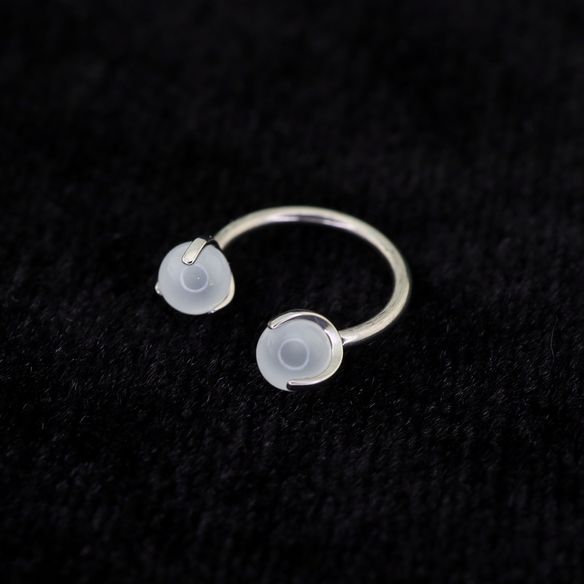 16G Pastel CZ Titanium Horseshoe Ring - 16G Pastel CZ Titanium Horseshoe Ring - White / 8mm by CRUXJEWELRY