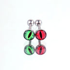 Red & Green Devil Eye Oil Slick Tongue Stud - Red & Green Devil Eye Oil Slick Tongue Stud - Green / 6mm / 1.2mm/16G by CRUXJEWELRY