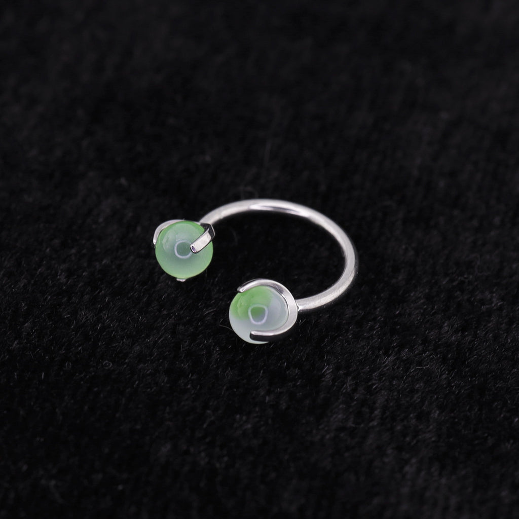 16G Pastel CZ Titanium Horseshoe Ring - 16G Pastel CZ Titanium Horseshoe Ring - Green / 8mm by CRUXJEWELRY
