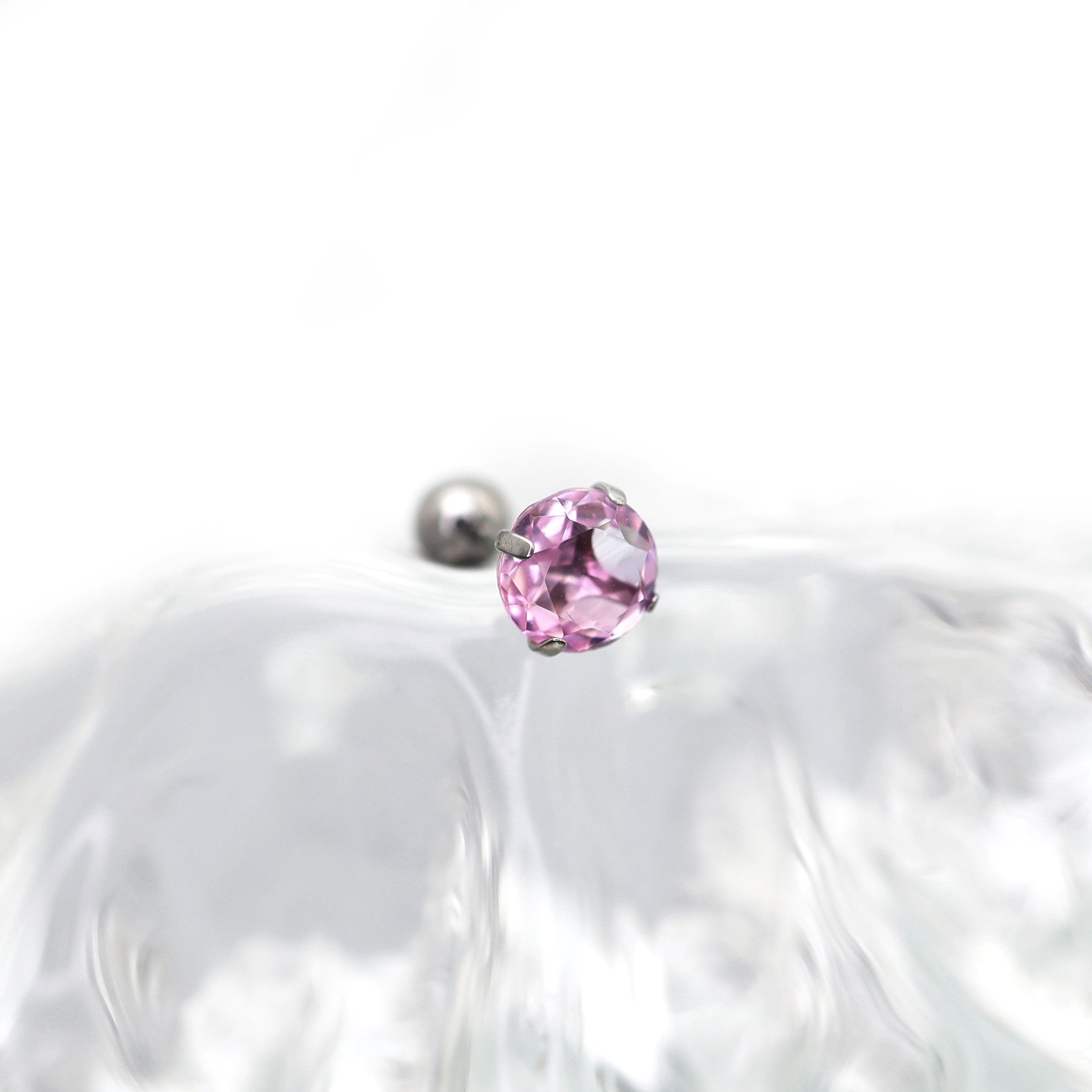 Gradient Tourmaline CZ Titanium tongue stud - Gradient Tourmaline CZ Titanium tongue stud - Pink / 12mm by CRUXJEWELRY
