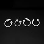 Pure White Tapered Orb Metal Horseshoe Ring - Pure White Tapered Orb Metal Horseshoe Ring - Spike & Spike / 8mm by CRUXJEWELRY