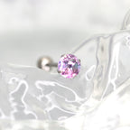 Gradient Tourmaline CZ Titanium tongue stud - Gradient Tourmaline CZ Titanium tongue stud - Light Pink / 12mm by CRUXJEWELRY
