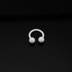 Pure White Tapered Orb Metal Horseshoe Ring - Pure White Tapered Orb Metal Horseshoe Ring - Ball & Ball / 8mm by CRUXJEWELRY