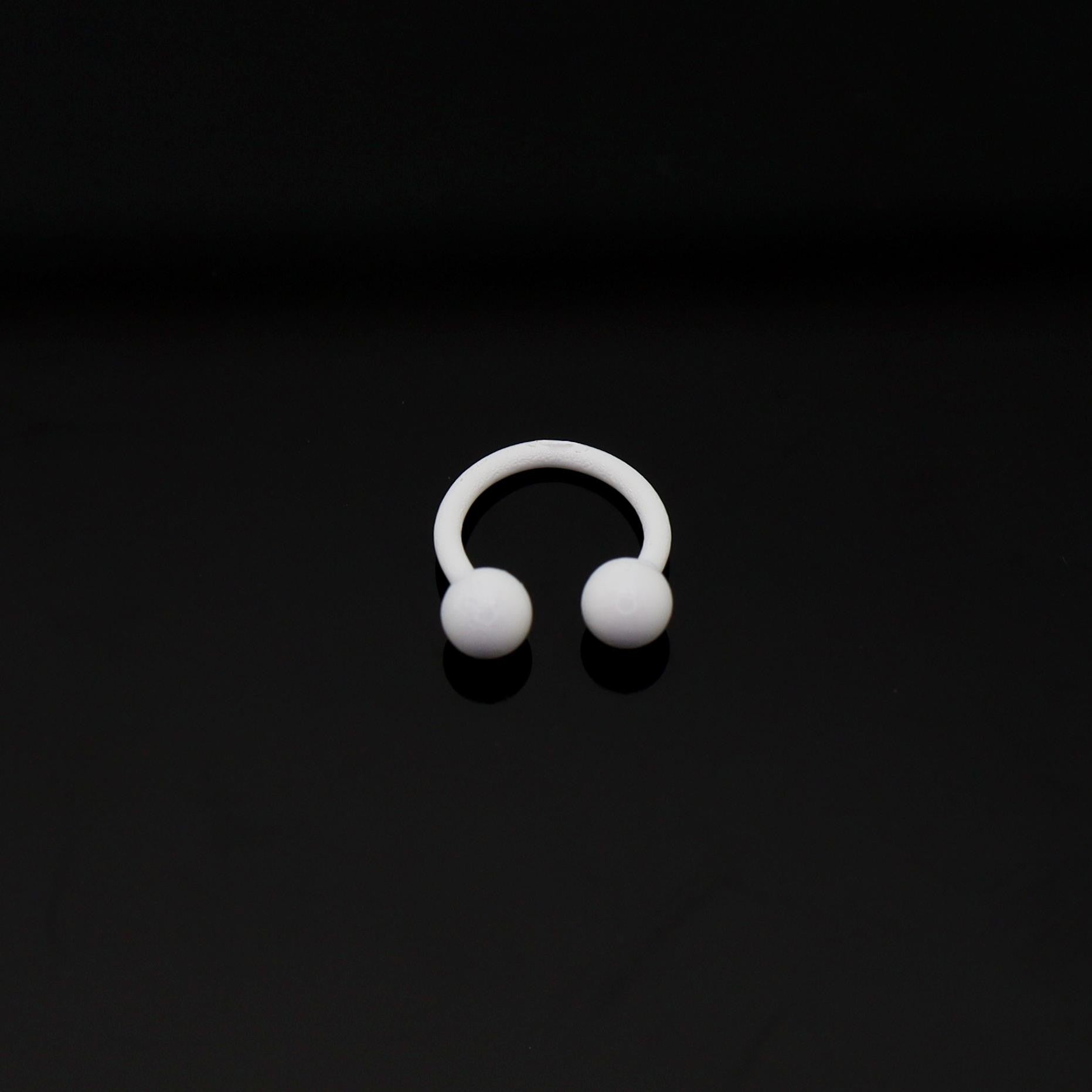 Pure White Tapered Orb Metal Horseshoe Ring - Pure White Tapered Orb Metal Horseshoe Ring - Ball & Ball / 8mm by CRUXJEWELRY