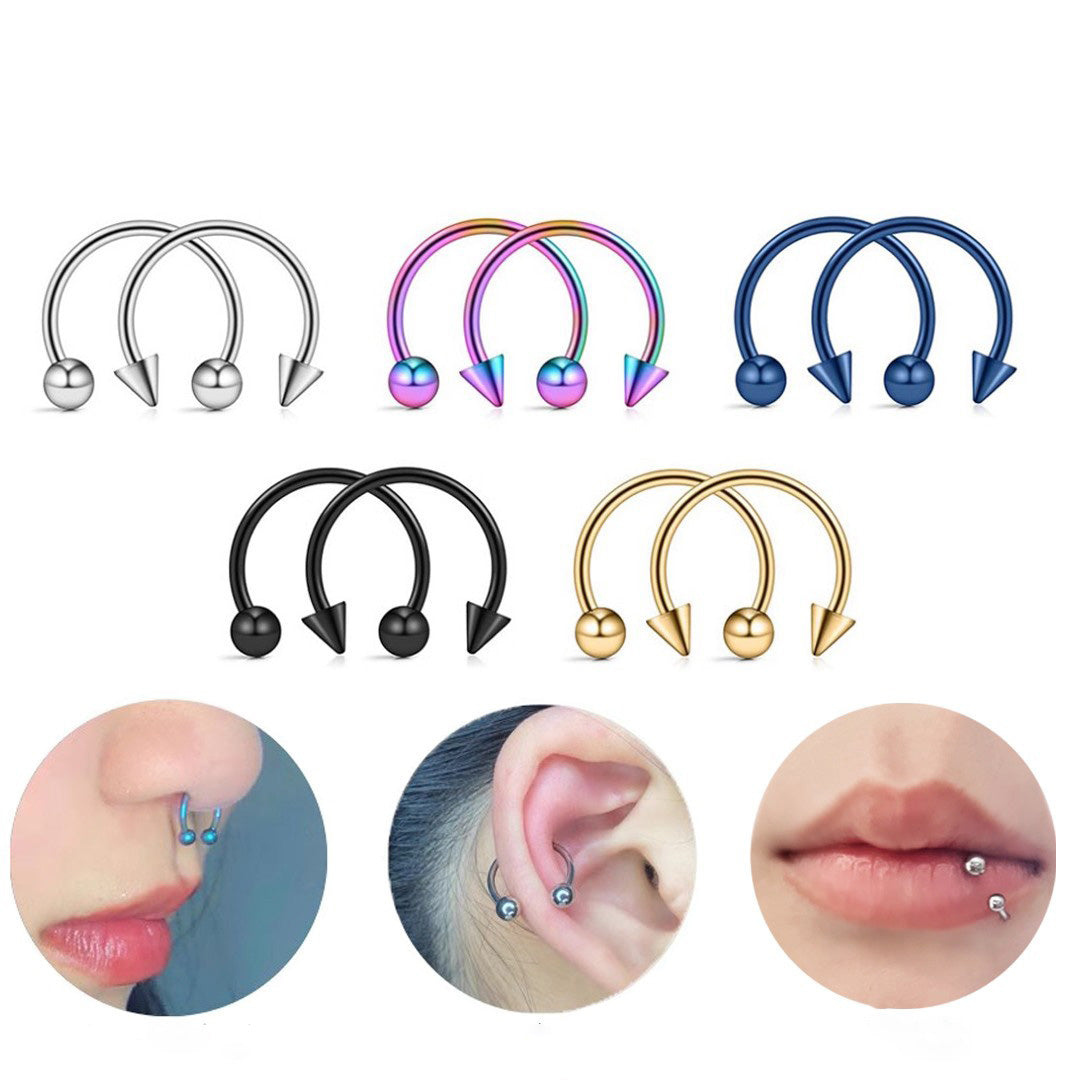 12PCS Basic Stainless steel Horseshoe Ring Set - 12PCS Basic Stainless steel Horseshoe Ring Set - 8mm / 3mm by CRUXJEWELRY