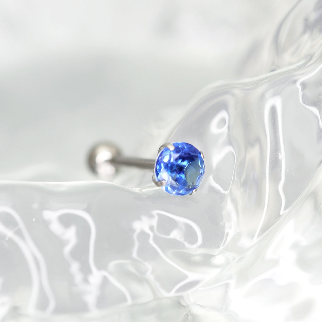 Gradient Tourmaline CZ Titanium tongue stud - Gradient Tourmaline CZ Titanium tongue stud - Blue / 12mm by CRUXJEWELRY