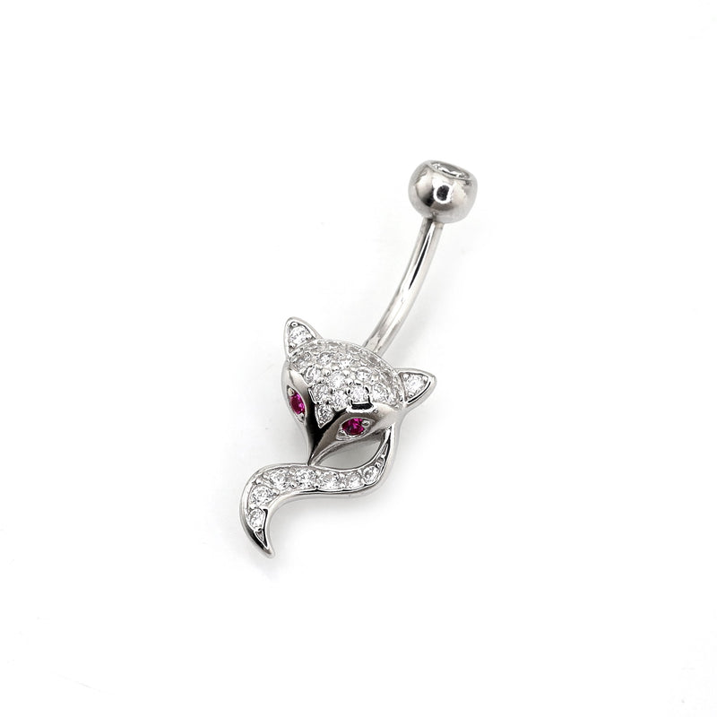 Fox CZ S925 Sterling Silver Belly Ring - Fox CZ S925 Sterling Silver Belly Ring - 6mm by CRUXJEWELRY