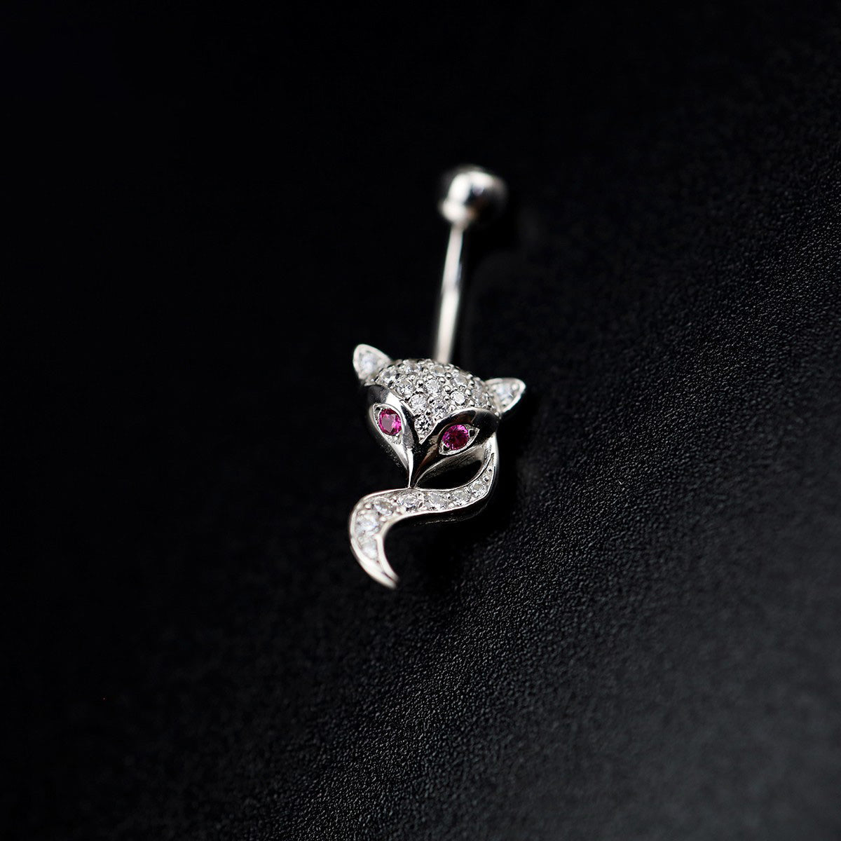 Fox CZ S925 Sterling Silver Belly Ring - Fox CZ S925 Sterling Silver Belly Ring - 6mm by CRUXJEWELRY