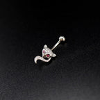 Fox CZ S925 Sterling Silver Belly Ring - Fox CZ S925 Sterling Silver Belly Ring - 6mm by CRUXJEWELRY