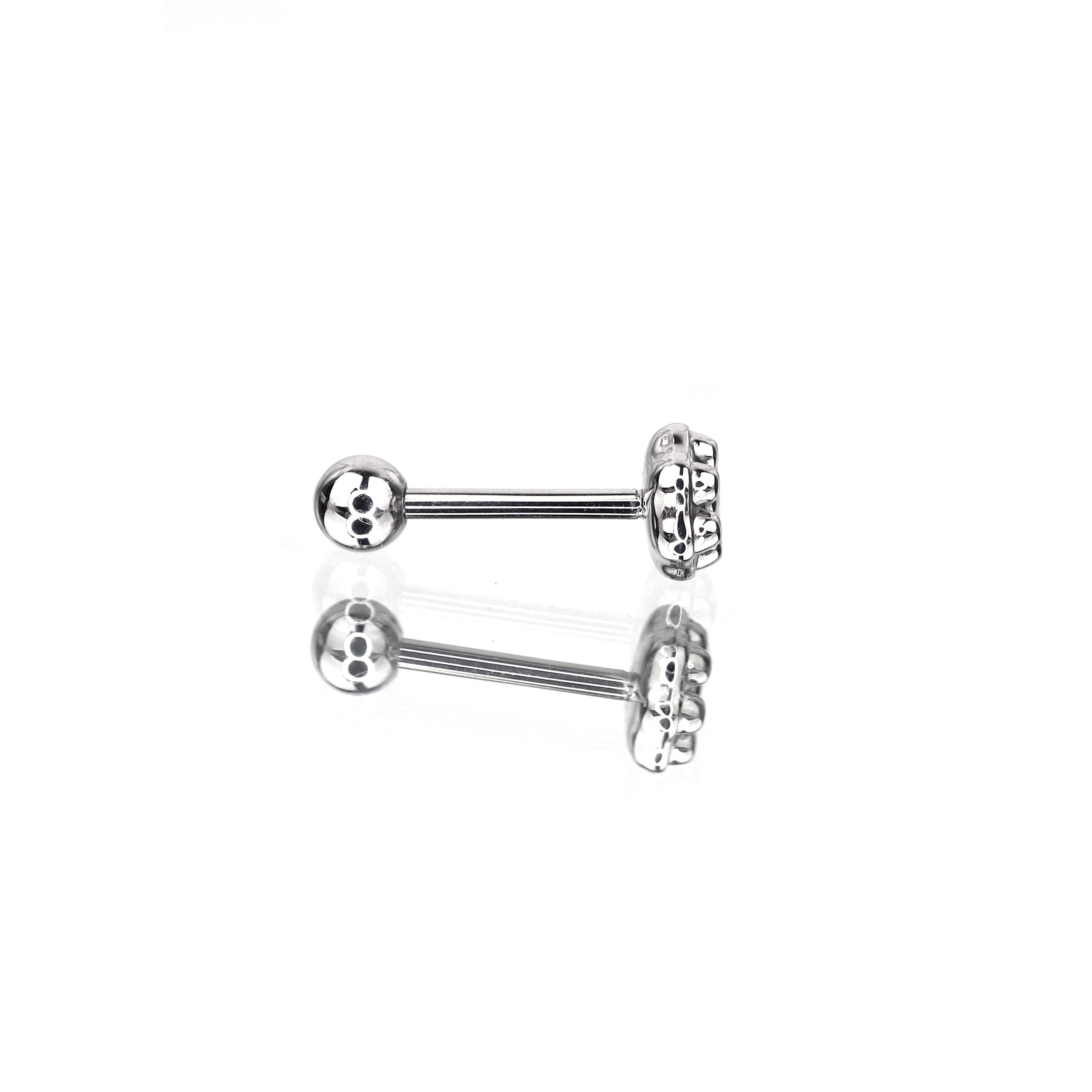 Paws & Purrs - Kitty Paw Stainless Steel Tongue/Ear Stud - Paws & Purrs - Kitty Paw Stainless Steel Tongue/Ear Stud - Flat-Back / 12mm by CRUXJEWELRY