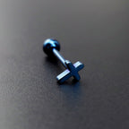 Cross Stainless steel Tongue Stud - Cross Stainless steel Tongue Stud - Deep Blue / 12mm by CRUXJEWELRY