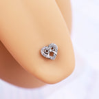 Heart Bow Tie CZ Titanium Tongue Stud - Heart Bow Tie CZ Titanium Tongue Stud - Sliver / 10mm by CRUXJEWELRY