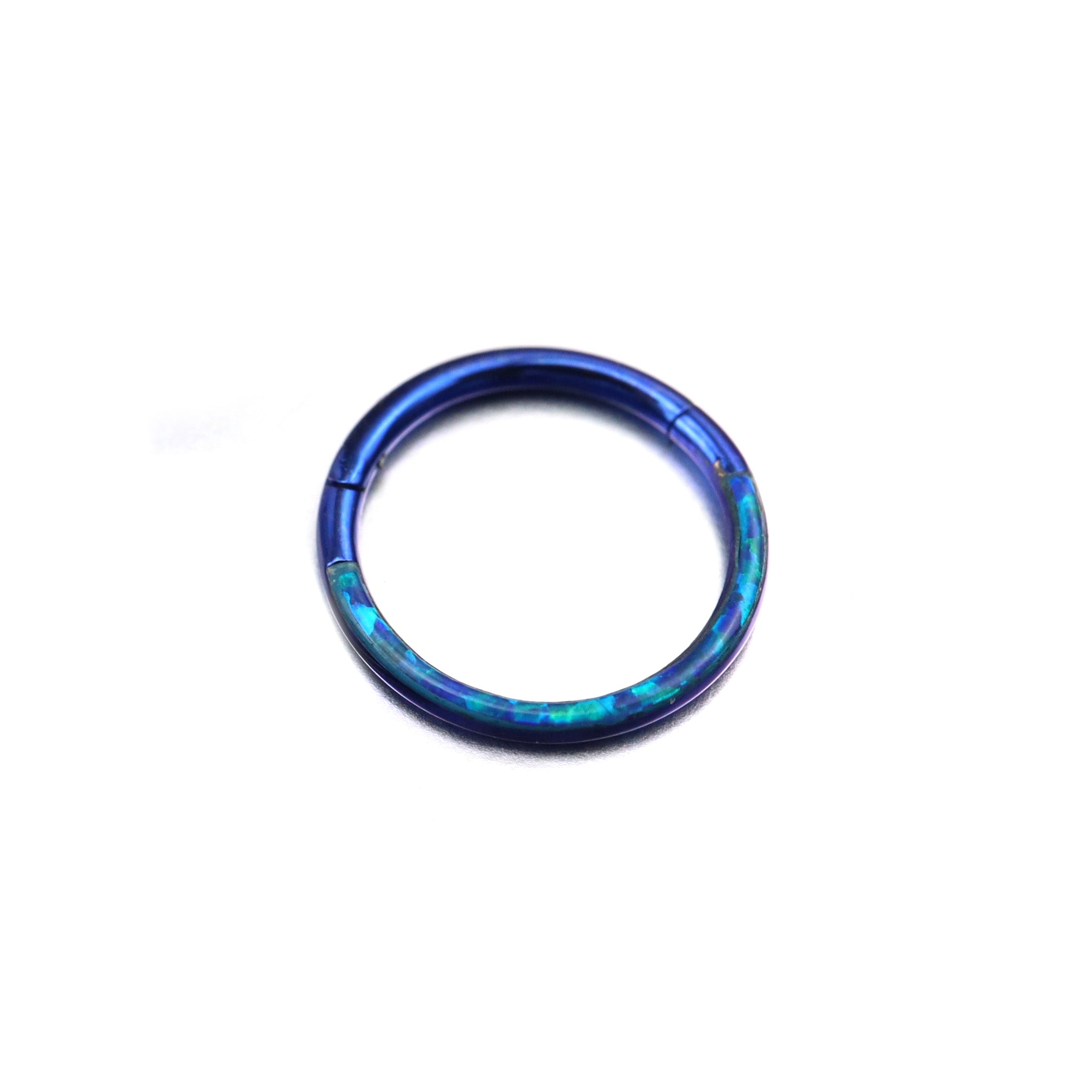 Basic Half Opal Titanium Segment Hoop - Basic Half Opal Titanium Segment Hoop - Deep Blue / 8mm by CRUXJEWELRY