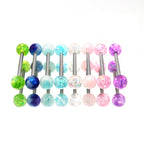 Vibrant Acrylic stainless steel Straight Barbell - Vibrant Acrylic stainless steel Straight Barbell - Light Blue / 10mm by CRUXJEWELRY