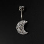 Moon CZ S925 Sterling Silver Belly Ring - Moon CZ S925 Sterling Silver Belly Ring - 6mm by CRUXJEWELRY