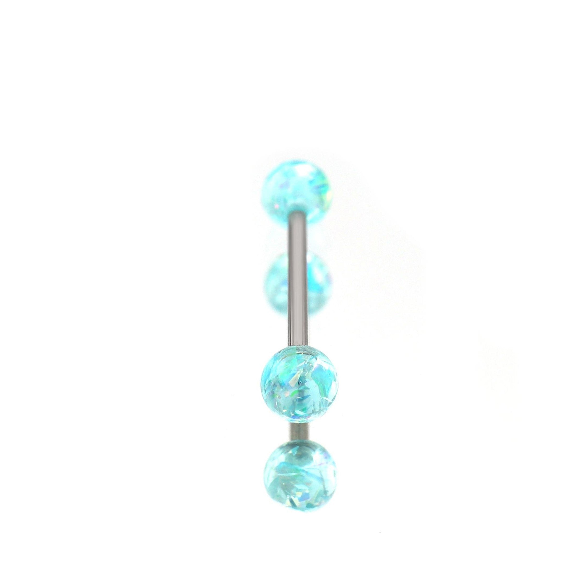 Vibrant Acrylic stainless steel Straight Barbell - Vibrant Acrylic stainless steel Straight Barbell - Light Blue / 10mm by CRUXJEWELRY