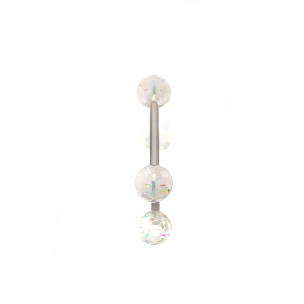 Vibrant Acrylic stainless steel Straight Barbell - Vibrant Acrylic stainless steel Straight Barbell - White / 10mm by CRUXJEWELRY