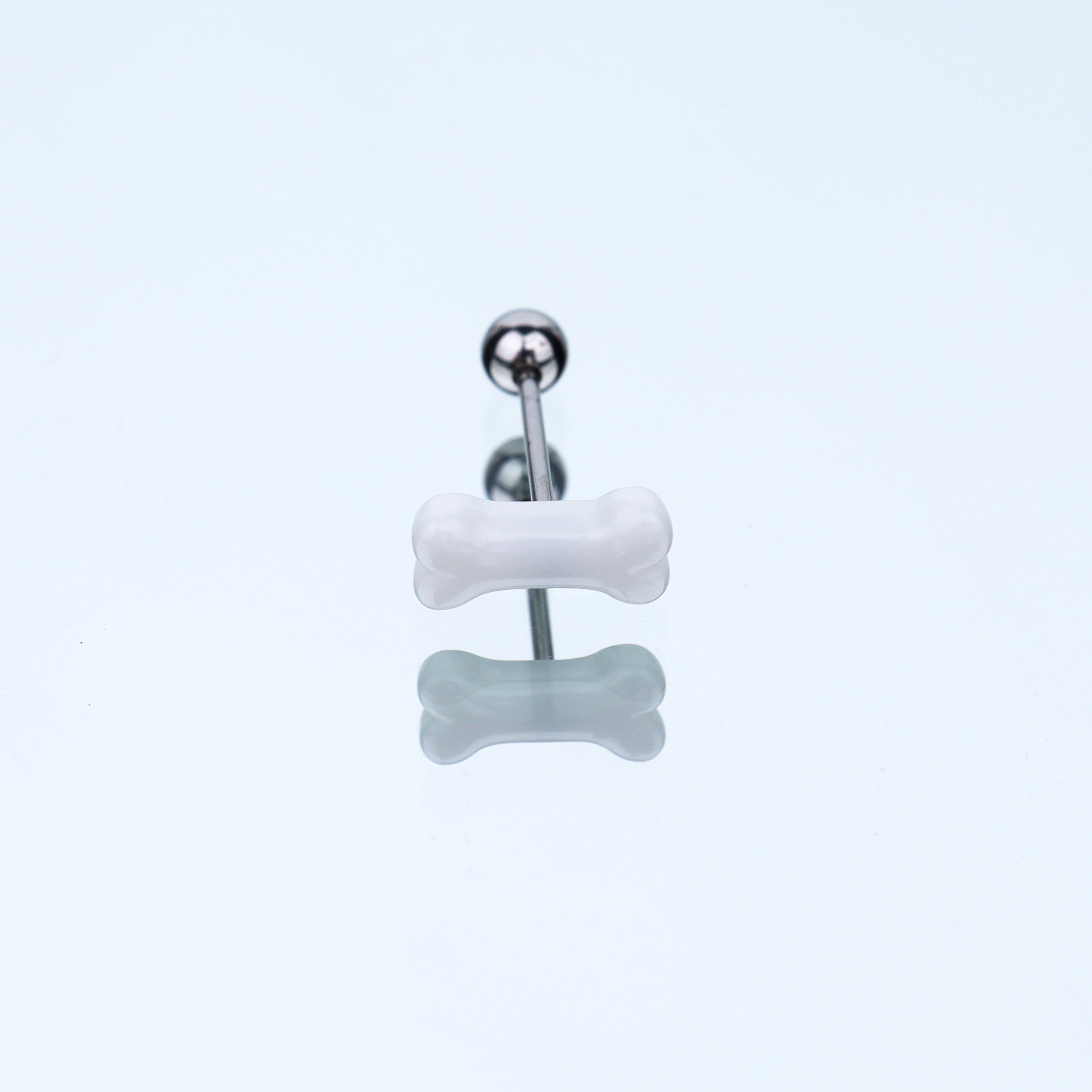 Resin white bone stainless steel tongue stud - Resin white bone stainless steel tongue stud - 1.2mm/16G / 12mm by CRUXJEWELRY