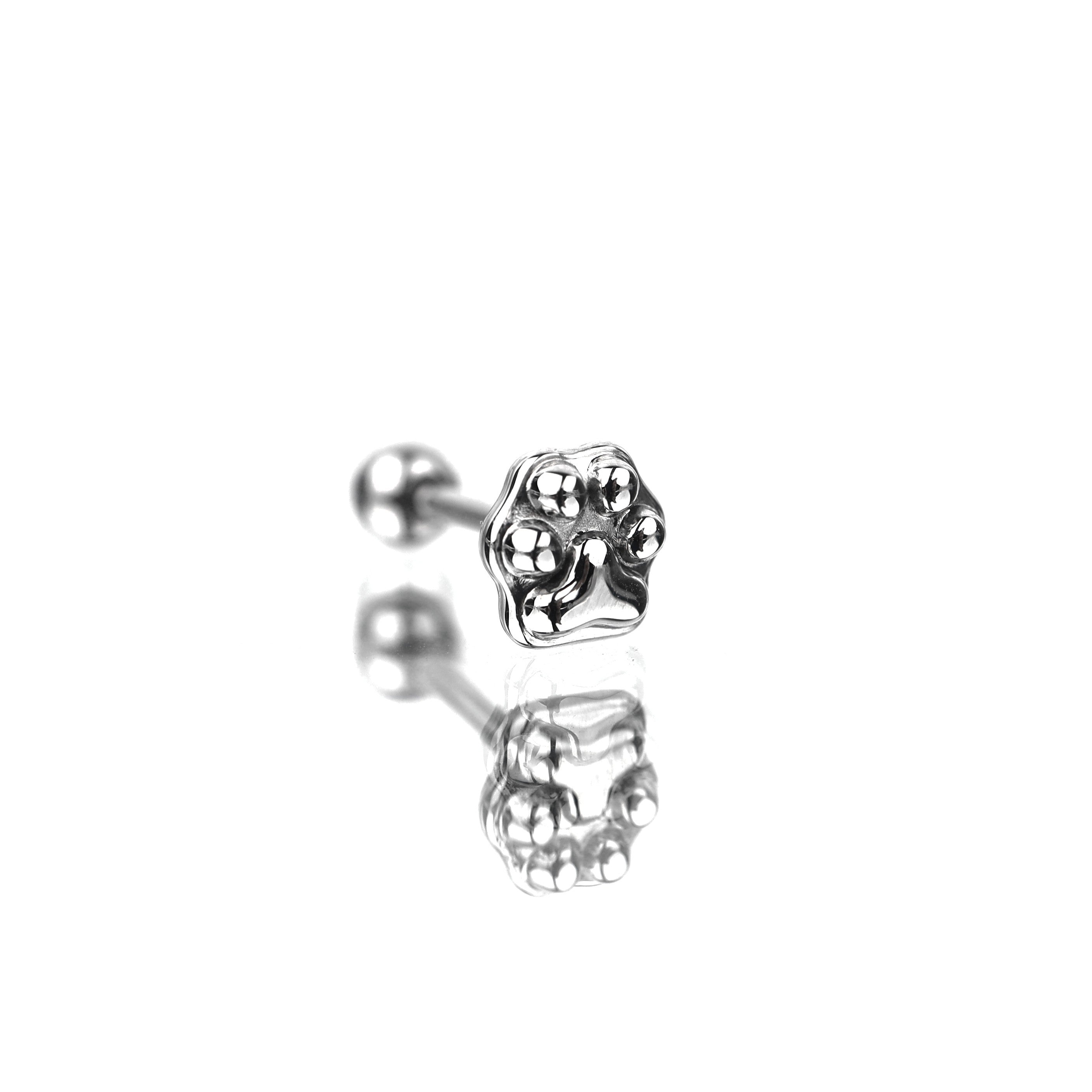 Paws & Purrs - Kitty Paw Stainless Steel Tongue/Ear Stud - Paws & Purrs - Kitty Paw Stainless Steel Tongue/Ear Stud - Flat-Back / 12mm by CRUXJEWELRY