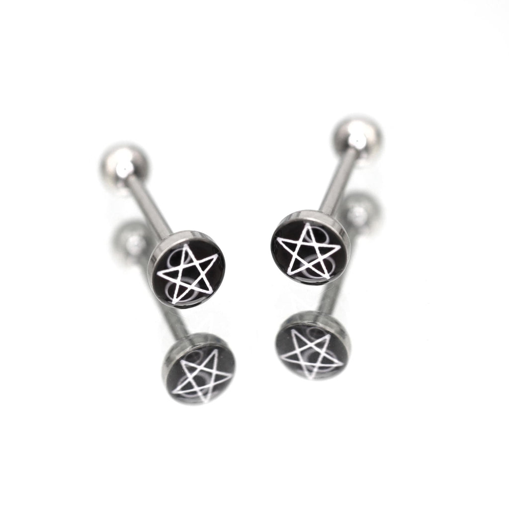 Resin Oil Slick Star tongue stud - Resin Oil Slick Star tongue stud - 1.2mm/16G / 10mm by CRUXJEWELRY