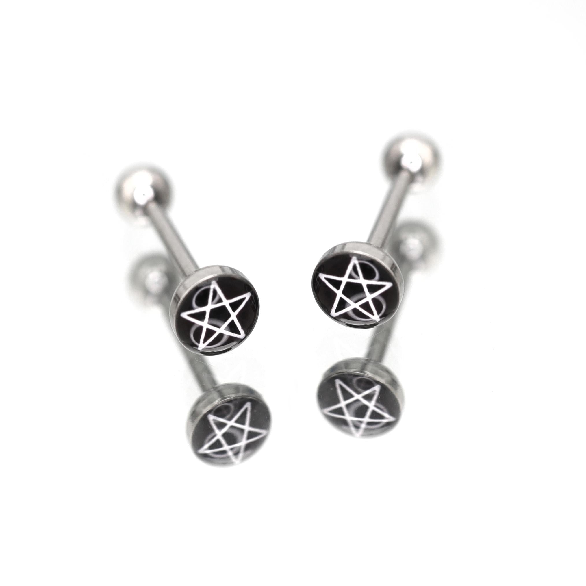 Resin Oil Slick Star tongue stud - Resin Oil Slick Star tongue stud - 1.2mm/16G / 10mm by CRUXJEWELRY