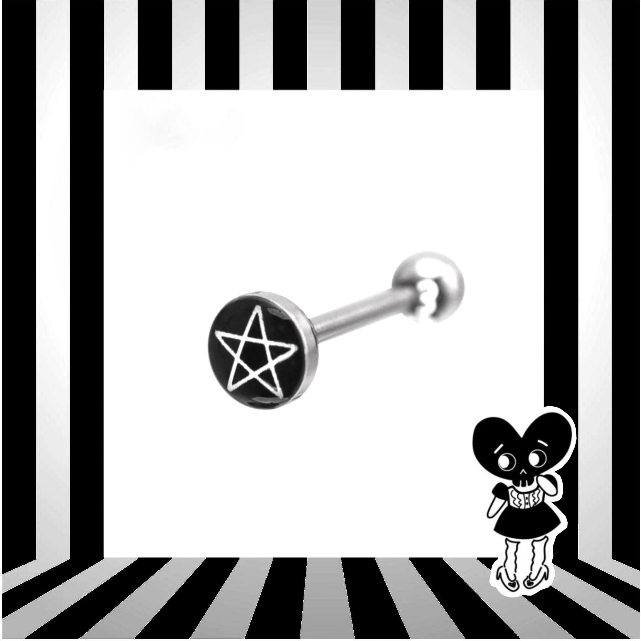 Resin Oil Slick Star tongue stud - Resin Oil Slick Star tongue stud - 1.2mm/16G / 10mm by CRUXJEWELRY