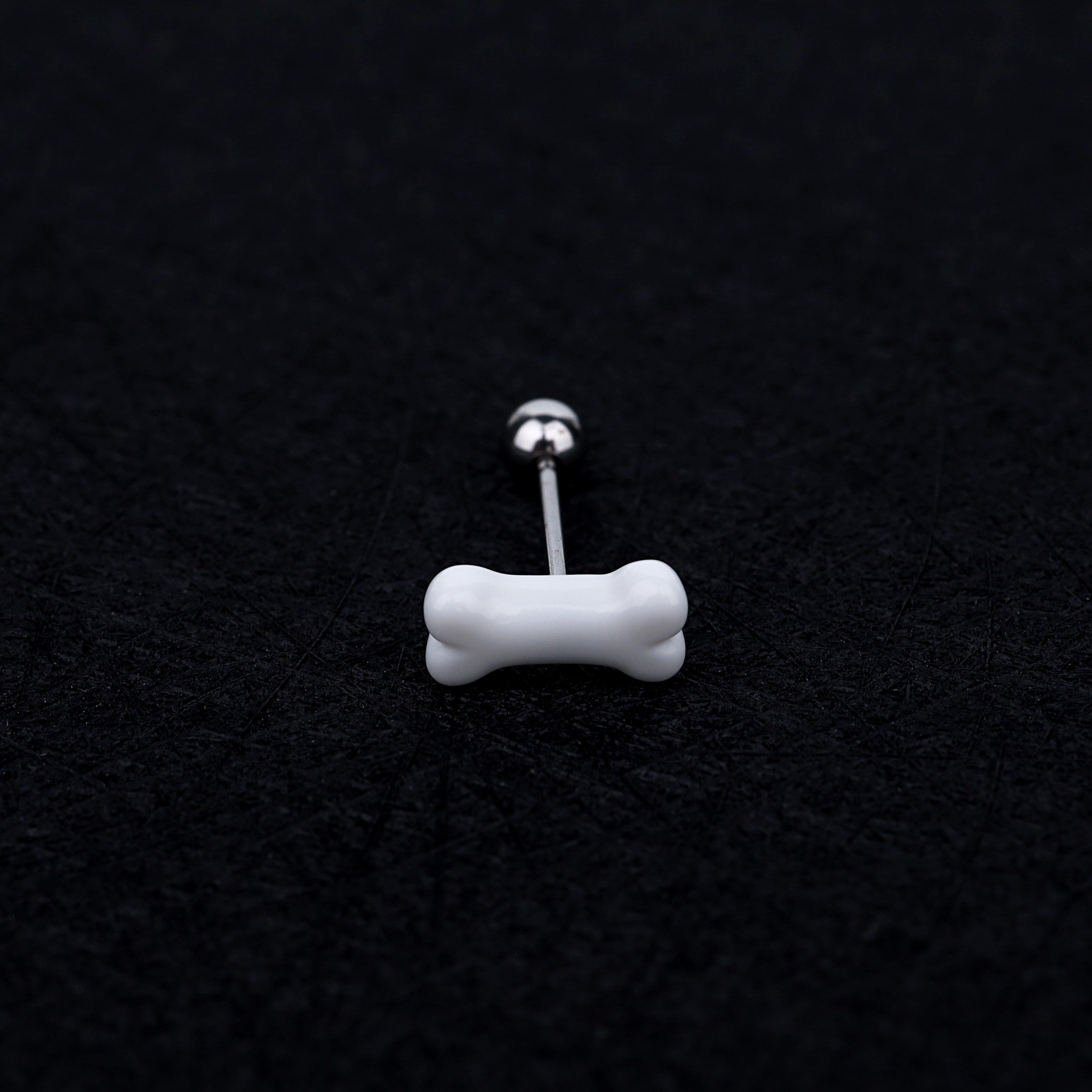 Resin white bone stainless steel tongue stud - Resin white bone stainless steel tongue stud - 1.2mm/16G / 12mm by CRUXJEWELRY