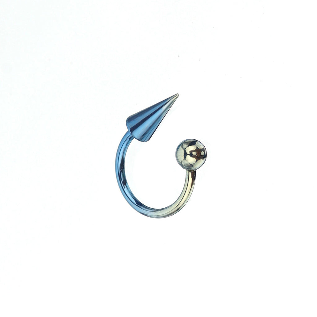 Spike and Ball Ends Horseshoe Titanium Lip Ring - Spike and Ball Ends Horseshoe Titanium Lip Ring - blue-yellow-gradient / Spike & Ball by CRUXJEWELRY