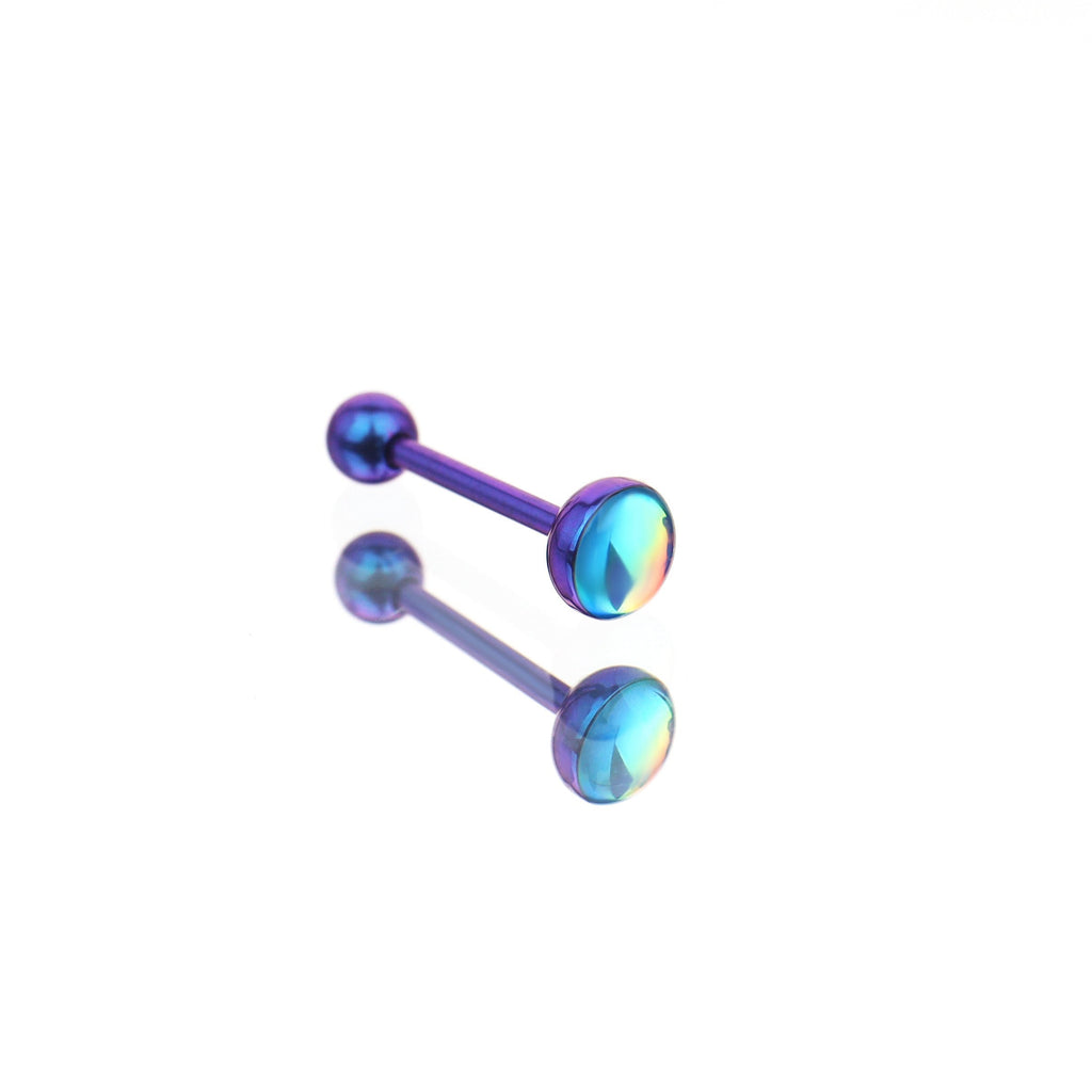 Dreamy Oil Resin Titanium Tongue Stud - Dreamy Oil Resin Titanium Tongue Stud - blue / 10mm by CRUXJEWELRY