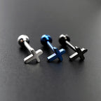 Cross Stainless steel Tongue Stud - Cross Stainless steel Tongue Stud - Black / 12mm by CRUXJEWELRY