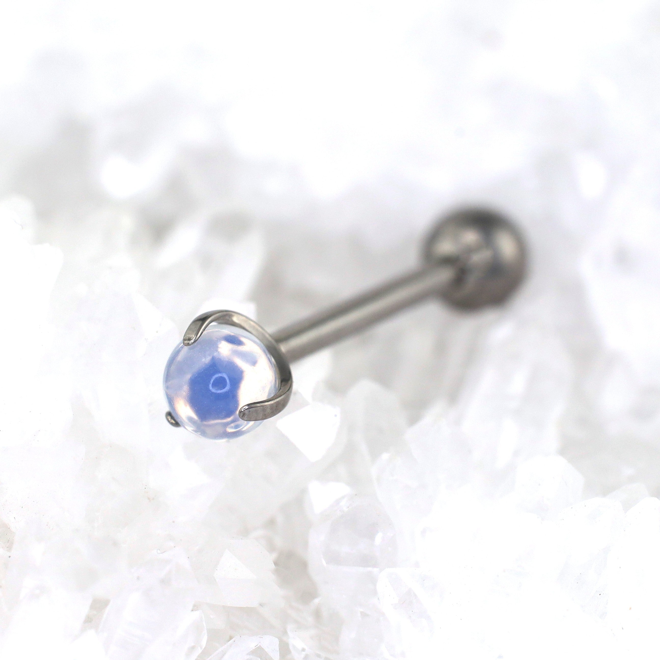 Agate Ball Internally Threaded Titanium Barbell - Agate Ball Internally Threaded Titanium Barbell - Transparent / 12mm by CRUXJEWELRY