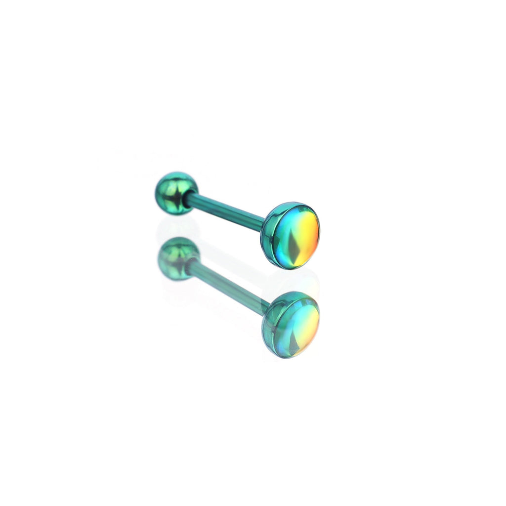 Dreamy Oil Resin Titanium Tongue Stud - Dreamy Oil Resin Titanium Tongue Stud - green-1 / 10mm by CRUXJEWELRY