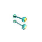 Dreamy Oil Resin Titanium Tongue Stud - Dreamy Oil Resin Titanium Tongue Stud - green-1 / 10mm by CRUXJEWELRY