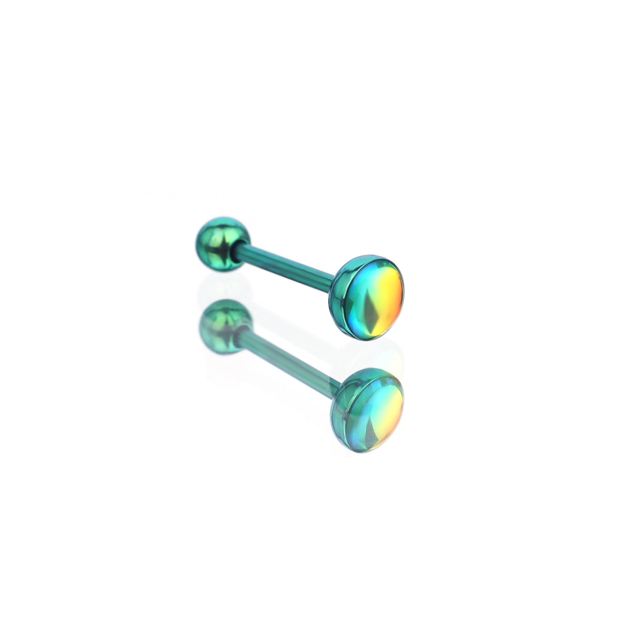 Dreamy Oil Resin Titanium Tongue Stud - Dreamy Oil Resin Titanium Tongue Stud - green-1 / 10mm by CRUXJEWELRY