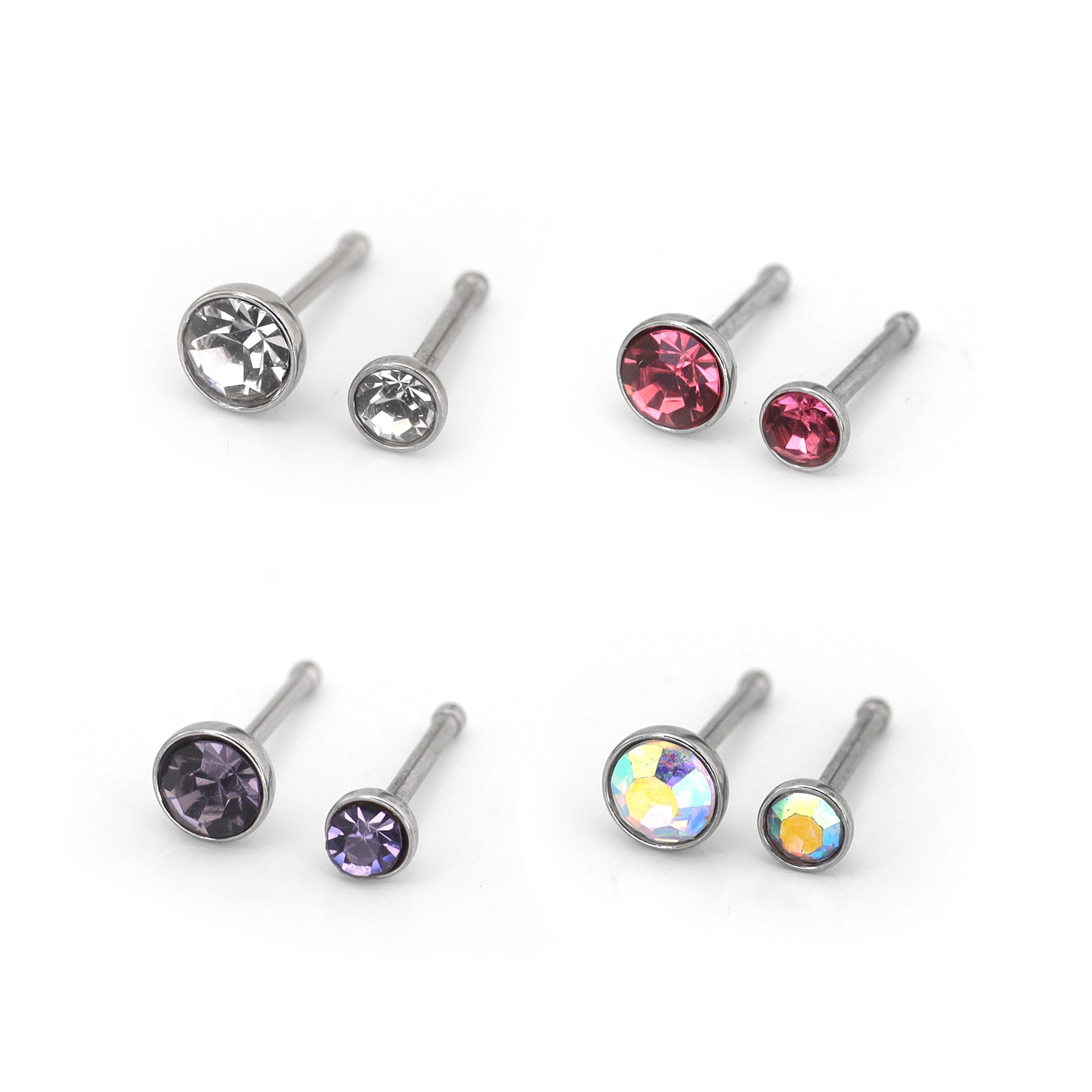 4/8PCS 20G Crystal Nostril Stud Set - 4/8PCS 20G Crystal Nostril Stud Set - 8PCS by CRUXJEWELRY